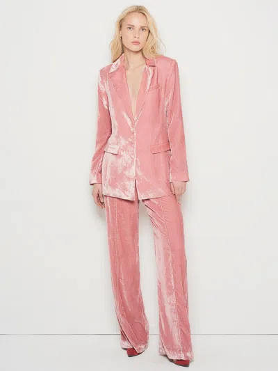 As By Df Fiona Velvet Straight Leg Trousers In Pink
