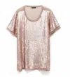 AS BY DF GENEVA MATTE SEQUIN TEE IN MOODY BLUSH