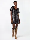As By Df Geneva Sequin Shift Dress In Black