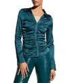 As By Df Grayson Ruched-front Blouse In Fuel