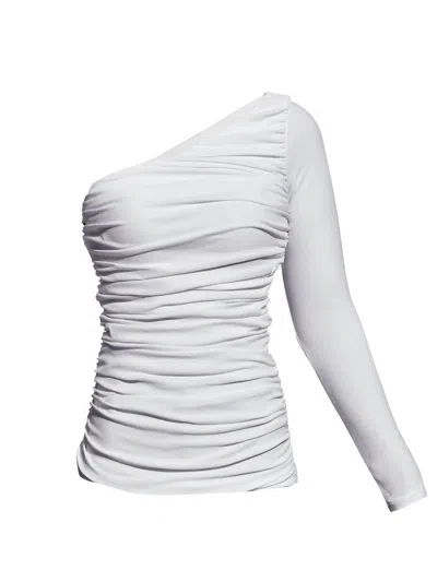 As By Df Hendrix Ruched One-shoulder Blouse In White