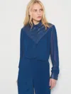 As By Df Jenna Button-front Georgette Blouse In Blue