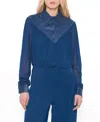 As By Df Jenna Button-front Georgette Blouse In Blue