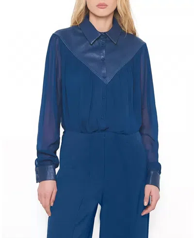 AS BY DF JENNA BLOUSE IN NAVY BLUE