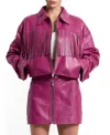 As By Df Jeremiah Upcycled Leather Fringe Jacket In Pink