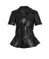 As By Df Kat Upcycled Leather Peplum Jacket In Black