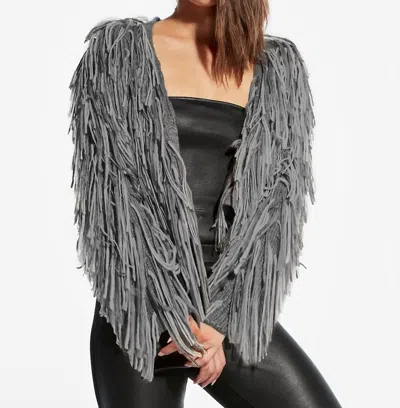 As By Df Kelsey Yarn Fringe Sweater Jacket In Black