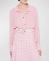 As By Df Leo Georgette Button-front Blouse In Cherry Blossom