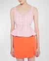 As By Df Leo Plaid Twill Peplum Top In Leo Plaid
