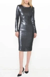 As By Df Lullaby Sequined Satin Dress In Gunmetal Sequin