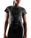As By Df Margot Embellished Stretch Leather Tee In Black