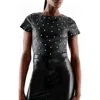 As By Df Margot Embellished Stretch Leather Tee In Black