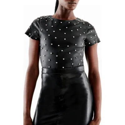 AS BY DF AS BY DF MARGOT STRETCH LEATHER TEE