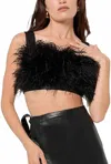As By Df Marianna Feather Crop Top In Black