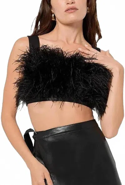 AS BY DF MARINA FEATHER TOP IN BLACK