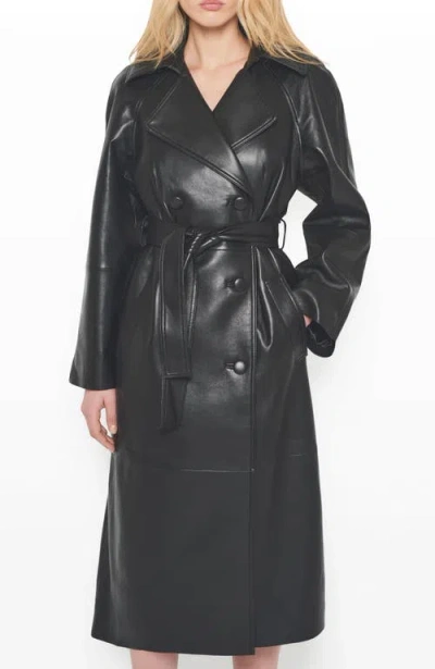As By Df Miller Recycld Leather Trench Coat In Black