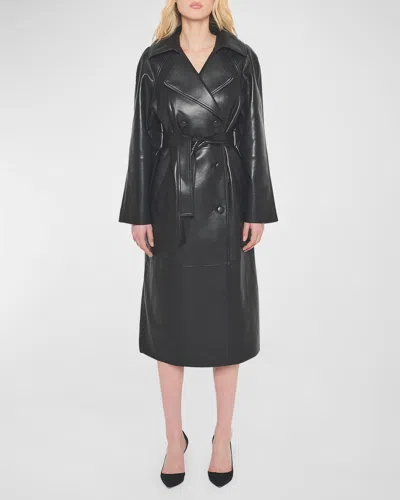 As By Df Miller Recycled Leather Trench Coat In Black