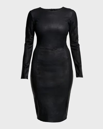 As By Df Mrs. Smith Stretch Leather Knee-length Dress In Black