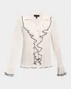 As By Df Nina Ruffle-trim Blouse In Buttercream