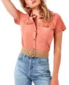 As By Df Officer Suede Button Up Shirt In Melon