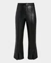 As By Df Rowan Recycled Leather Cropped Micro Flares In Black