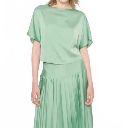 As By Df Satin Boat Neck Top In Matcha In Multi