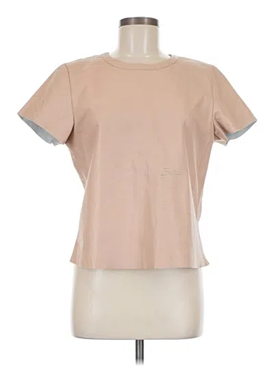 Pre-owned As By Df Short Sleeve Top Tan Crew Neck Tops