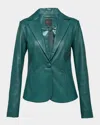 As By Df Telly Upcycled Leather Blazer In Forest Green