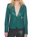 As By Df Telly Upcycled Leather Blazer In Green
