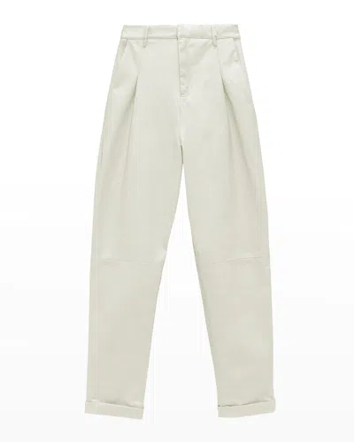 As By Df The Denise Recycled Leather Ankle Trousers In Buttercream