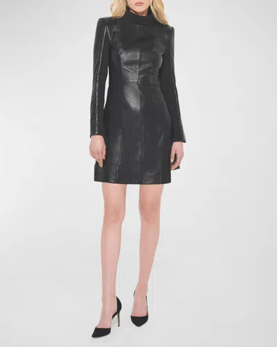 As By Df The Lbd Upcycled Leather Dress In Black