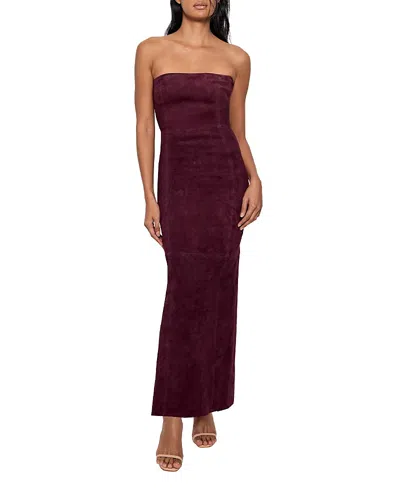 As By Df Venus Stretch Suede Dress In Burgundy