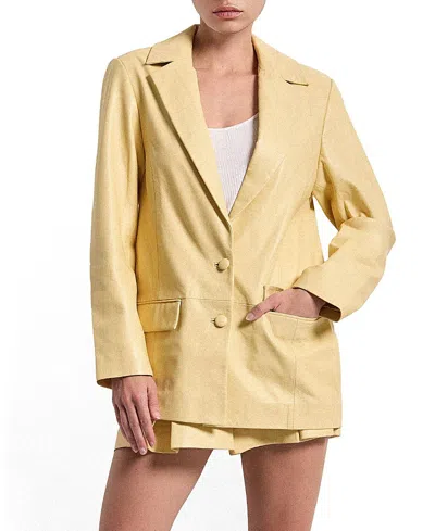 As By Df Willow Leather Blazer In Yellow