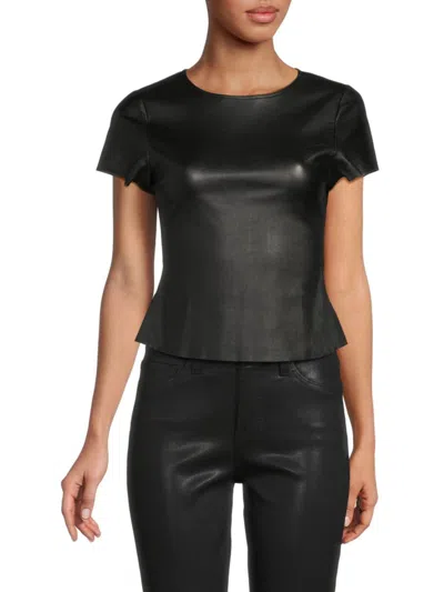 As By Df Women's Brando Stretch-leather Short-sleeve Top In Black