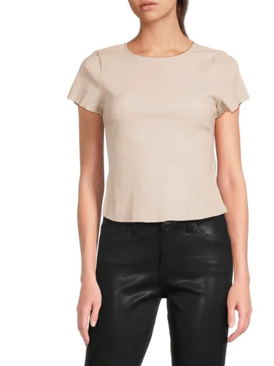 As By Df Women's Brando Stretch-leather Short-sleeve Top In Buttercream