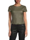 As By Df Women's Brando Stretch-leather Short-sleeve Top In Military Green