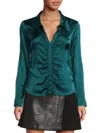 As By Df Women's Grayson Satin Ruched Blouse In Fuel