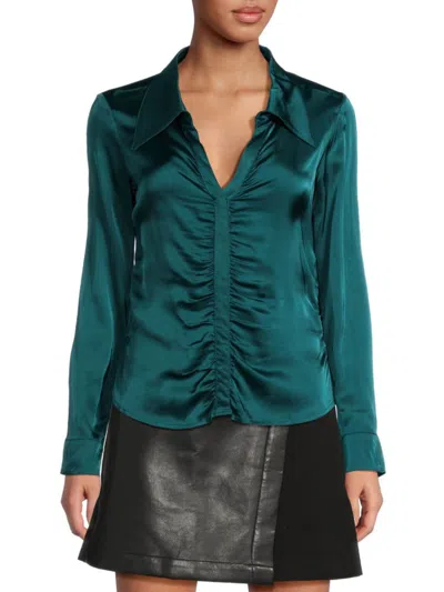 As By Df Women's Grayson Satin Ruched Blouse In Fuel