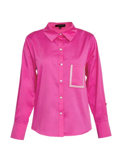 As By Df Valentina Embellished Satin Blouse In Magenta