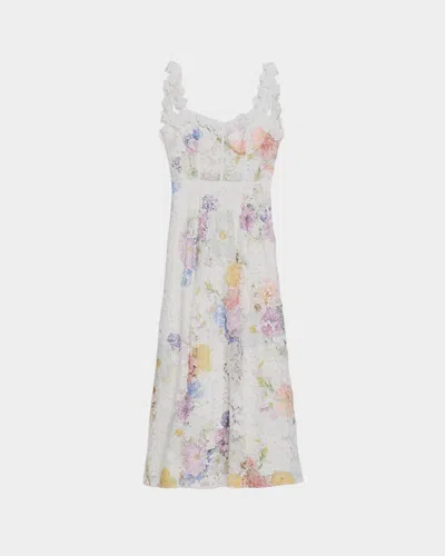 As It May Aveline Floral Lace Sweetheart Midi Dress In White