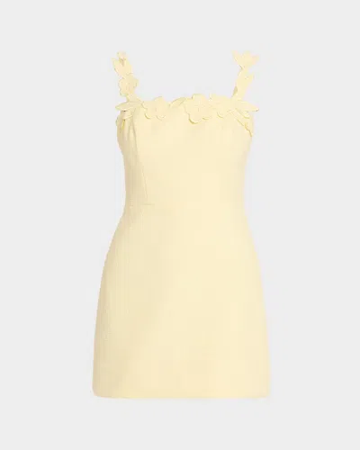 As It May Ilyth Floral Applique Tweed Mini Dress In Yellow
