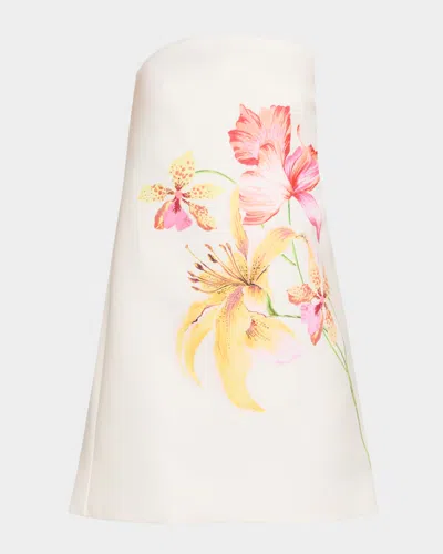 As It May Lilly Strapless Floral-print Mini Dress In White