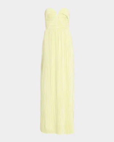 As It May Liora Pleated Strapless Column Gown In Yellow
