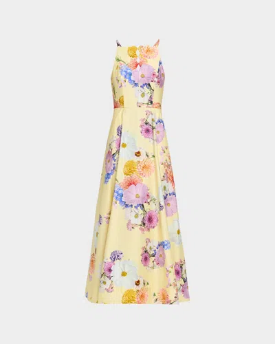 As It May Mirelle Sleeveless Floral-print Cutout Gown In Multi