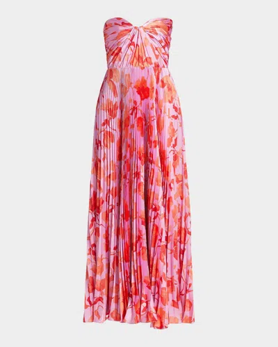 As It May Nora Printed Satin Gown In Pink