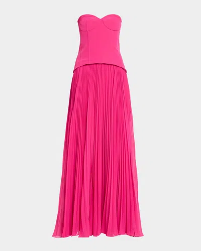 As It May Odette Strapless Crepe & Pleated Chiffon Gown In Royal Fuch