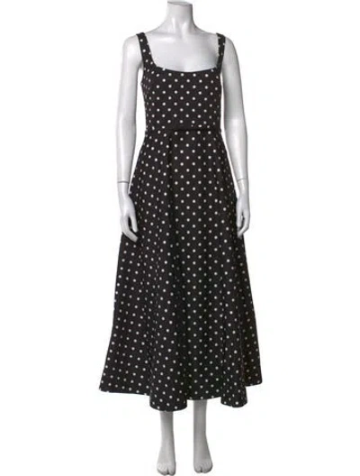 Pre-owned As It May Polka Dot Print Midi Length Dress W/ Tags In Black