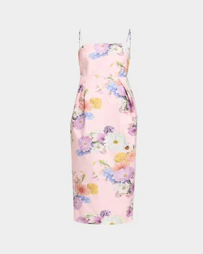 As It May Teva Pleated Floral-print Midi Dress In Pink