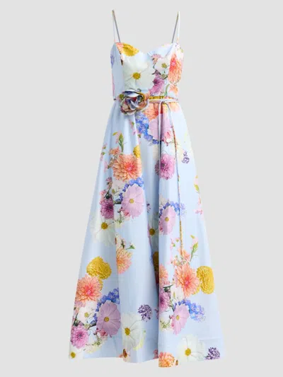 As It May Eirene Floral-print Sweetheart Midi Dress In Blue