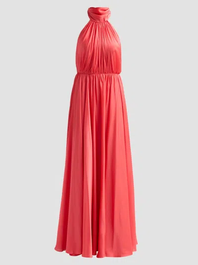 As It May Elyra Satin Chiffon Halter Gown In Pink